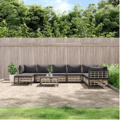 Whopbxgad Dzīvojamās istabas mēbeļu komplekti, dīvānu komplekti viesistabai, dīvānu gulta, 9-TLG. Garten-Lounge-Set mit Kissen Anthrazit Poly Rattanmodular Sofa,modular Couch,Outdoor Patio Furniture,