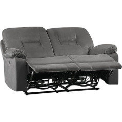 Beliani Electrically Adjustable 2 Seater Sofa Velvet Grey USB Port LED Light Bergen