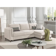 Lisa Design Brooke - Right Corner Sofa - with Sleep Function and Storage Box - 4 Seater - Velvet Beige