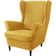 ‎Jhld JHLD Pack of 2 Stretch Covers for Wing Chair, Soft Jacquard Wingback Chair Protective Cover with Elastic Base Armchair Cover for Wing Chair for Living Room - Yellow - Pack of 2