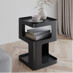 Buzuey End Table, Modern End Table, Black Metal Bedside Table, Industrail Bedside Table, Accent Table with Storage for Living Room, Bedroom, Entryway, Couch, No Assembly Required