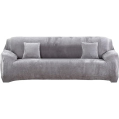 ‎Mingfuxin Mingfuxin Drupināts samta dīvāna pārvalks 1/2/3/4 sēdvietām Stretch Thick Plush Sofa Cover Plain Couch Covers Chair Furniture Protector (4 sēdvietas, sudrabaini pelēks)