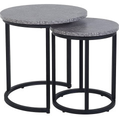 Beliani Dixie Universal Side Tables Set of 2 Concrete Look Black / Grey