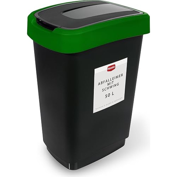 Hastic Rubbish Bin with Swing Lid - 50 L Bin with Lid - Swing Lid 50 L - Swing Lid Bin 50 L - Plastic Waste Paper Bin with Lid