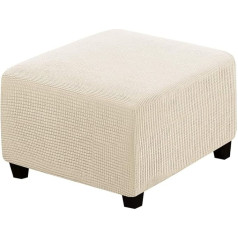 Stretch Ottoman Cover Stretch Storage Ottoman Slipcover Spandex taisnstūra Footstool Sofa Slipcover for Footrest Stool Furniture Living Room (Natural, Medium)