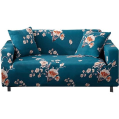 ‎Wdong WDong Stretch Sofa Slipcovers 4 sēdvietu poliestera spandekss drukāts elastīgs 4 sēdvietu mēbeļu aizsargs 88-114 collu garš ar neslīdošām putām (4 sēdvietas, BlueFlower)