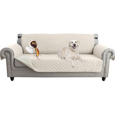 ‎Extlezsa EXTLEZSA Couch Covers for Dogs/Pets Reversible Quilted Sofa Slipcover with Non-Slip Rubber Bands, Thick Furniture Protector (Ivory White, 3 Seater)