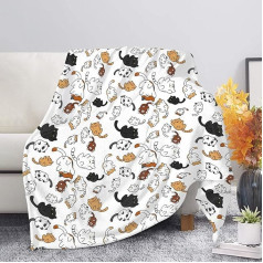 Kuiaobaty Cute Cat Kitten Kids sega Cartoon Animals gultas veļa meitenēm Balta silta Coral Fleece Throw sega gultas dīvānam Vakuuma iepakojums