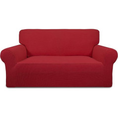 ‎Purefit PureFit Stretch Loveseat Sofa Slipcover - Spandekss žakarda neslīdošs mīksts dīvāna pārvalks Mazgājams mēbeļu aizsargs ar pretslīdošām putām un elastīgu apakšdaļu bērniem (Loveseat, sarkans)