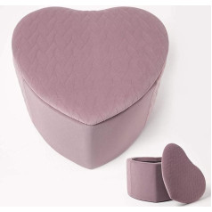 Homescapes Arundel Velvet Stool Heart Shaped Pink Footstool with Storage Velvet Upholstered Stool with Removable Lid Ideal as a Makeup Stool, Decorative Pouf, Footstool or Decorative Stool, 33cm Tall