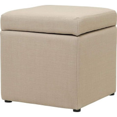Hallowood Furniture High Quality Beige Fabric Storage Foot Stool/Ottoman/Pouffe/Footstool/Stool