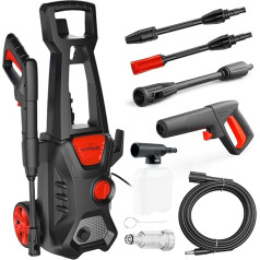 Lehmann Jukon Pressure Washer with Aluminium Suction Pump, 480 l/h Flow Rate, 1600 W, 5 m High Pressure Hose, Compact Surface Cleaner with Detergent Container