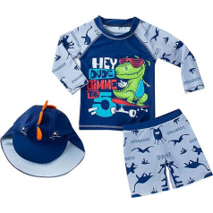 Maeau peldēšanas komplekts Baby Kids Boys Top + peldēšanas šorti + cepure UV aizsardzība Peldkostīms Peldkostīms Cartoon peldkostīms Peldkostīms 3 mēneši - 5 gadi