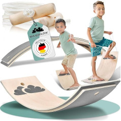 WOLKENGLÜCK® Children's Balance Board [80 x 30 cm] - High-Quality Balance Board with Finger Protection - Balance Board for Children Including Rope + Non-Slip + Felt - Wobbel Board Made of High-Quality