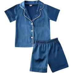 LLSS toddler bērnu zīdaiņu zēni meitenes pidžama apģērbs satīna zīda pogas uz leju topi šorti bērniem Sleepwear komplekts