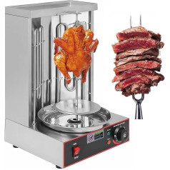 Kommerzielle Grill-Fleischmaschine - 360° Automatische Drehung + Frei Einstellbare Hitzestufe, Vertikaler Kebab-DöNer Aus Edelstahl (29,5 X 26,5 X 48,5 cm)