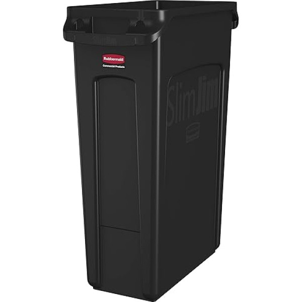 Rubbermaid 87L Slim Jim ar ventilācijas kanāliem - melns