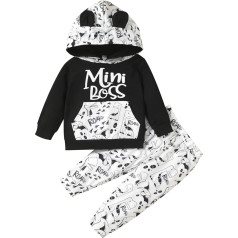 Geagodelia Bērnu zēnu apģērbu apģērbs Bērnu apģērbu komplekts ar garām piedurknēm Hoodie Top + bikses Jaundzimušo mīksts bērnu komplekts Mini Boss