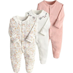 amropi Baby Girls' Sleepsuit Pack of 3 Boys Pyjamas Cotton Overalls Romper for 0-12 Months