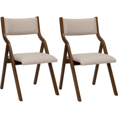 Ball & Cast moderns pusdienu krēslu komplekts, saliekams biroja krēsls ar koka rāmi, pārvietojams polsterēts virtuves krēsls āra aktivitātēm, Taupe, 46 cm sēdekļa augstums