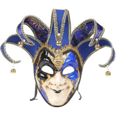 Toyvian Venēciešu maska Pilnas sejas maskas Karnevāla kostīms Cosplay Fancy Dress aksesuāri priekšnesumiem (zila, Crack Grain Style)