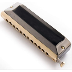 Harmonica 12 Hole 48 Tone Chromatic Harmonica for Children in C Key (Color : Black) (Black)