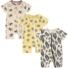 Petalum Baby meitenes pidžamas Vasaras kokvilnas īsām piedurknēm ar Zip 3 gabali mazuļu zēni Sleepsuit drukāt Jumpsuit Bodysuit Player apģērbs 3-36 mēneši