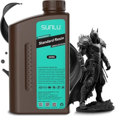 Sunlu 3D printera sveķi 2 kg, 405 nm UV cietināšanas sveķi, standarta fotopolimēra 3D drukāšanas sveķi 4K/8K LCD/DLP/SLA sveķu printerim, augsta precizitāte, maza saraušanās, melni, 2000 g