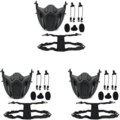 UIKEEYUIS 3 komplekti ballīšu masku komplekts Cosplay Prop Face Shield Daudzkrāsains ventilācijas dzesētājs Elpojošs elpošanas ķivere Black, Black 3Set