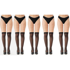 AKIDO Damen knielange durchscheinende Strümpfe - Elegante und vielseitige Legwear 5er Pack, Schwarz, Einheitsgröße