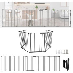 Sonnewelt Fireplace Safety Gate 310 cm, Child Safety Gate, Fireplace Safety Gate, Metal Protective Gate for Children, Baby, Door Gate for Child Safety 5-Piece Elements (60 x 75 cm each), Black