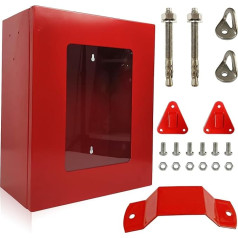 Cabinet for Fire Ladder Medium - Red Box for Fire Rescue Utensils - with Hook for Fire Blanket and Fire Extinguisher - 35 x 28 x 12 cm - Wall Storage Box