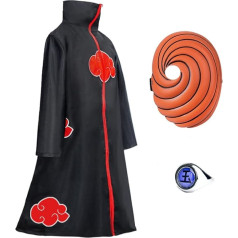 CULTURE PARTY Akatsuki apmetnis, Itachi Cosplay kostīms bērniem un pieaugušajiem, Akatsuki kostīmu komplekts ar Akatsuki halāta gredzenu, Uchiha Obito maska, Halovīni, Anime, Cosplay, Fancy Dress