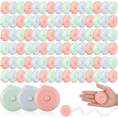 100 Pieces Tape Measure, 60 Inch Retractable Tape Measure, Soft Small Tape Measure, Mini Sewing Fabric Tape, Measuring Device, Flexible Pocket Fabric, Digital Tape Measure for Body (Green, Blue, Pink)