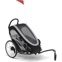 Cybex 2-in-1 ZENO velosipēdu piekabe, kas pārveidojama par bērnu ratiņiem no aptuveni 6 mēnešiem līdz aptuveni 4 gadiem, maks. 111 cm un 22 kg, melns/visi melns