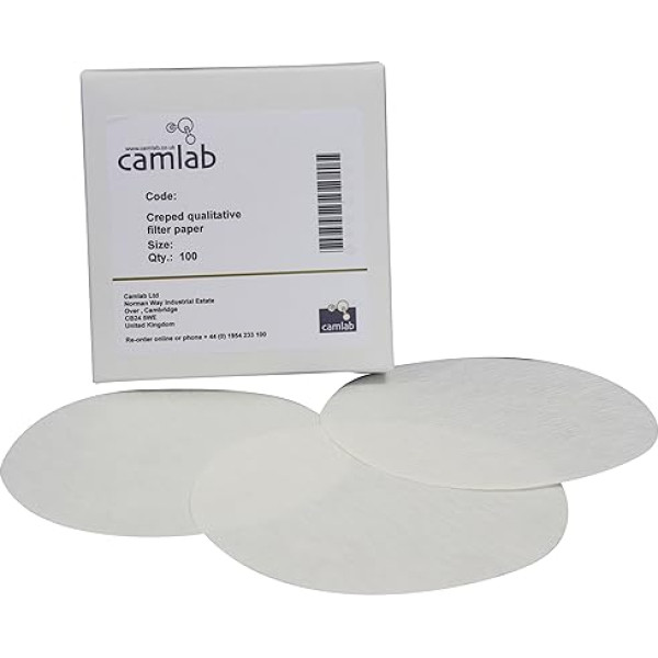 camlab 1188606 304p [113V] pakāpes salocīts filtrpapīrs, diametrs 240 mm (iepakojumā 100 gabali)