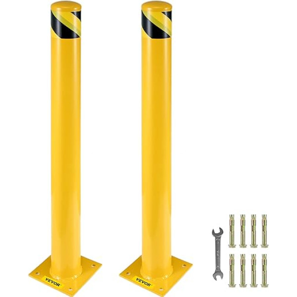 VEVOR Zwei 122 cm Parkplatz-Sicherheitspoller Parkschrankenpfosten, 20 x 20 cm Parkbarriere Parkpfosten, Parkpfosten Verkehrsstraßenröhre Stange, Geeignet für Innen- und Außenbereiche, Parkplätze