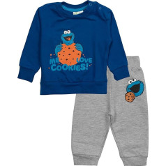 Sesame Street Baby Set - Cookie Monster Unisex Top Jumper with Trousers 2-Piece Grey/Blue