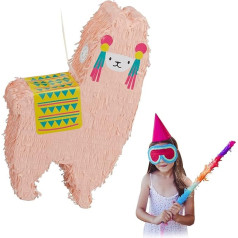 Relaxdays 2 x Llama Pinata Hanging Kids Boys & Girls Birthday Fill Pinata Alpaca Salmon