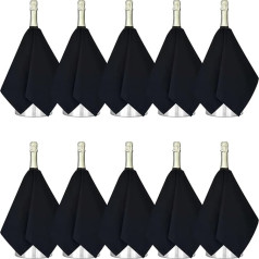 BOTTLECLOTHS - Catering Wine Cooler Bottle Cloth Black Polycotton 54cm Center Hole Stitched Circle (Pack of 10)