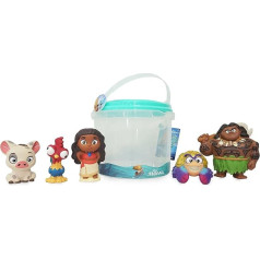 Disney Store Official Vaiana 5 Piece Bath Toy Set Includes Moana, Maui, Pua, Heihei and Tamatoa, Moana Toy with Storage Bucket, Suitable from 6 Months