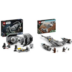 LEGO 75347 Star Wars TIE Bombas modeļa komplekts ar Darta Vadera minifigūriņu ar gaismas zobenu un Gonka droidu un 75325 Star Wars Mandaloriāna N-1 zvaigžņu iznīcinātājs no Boba Feta grāmatas