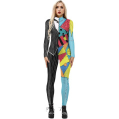 Leezeshaw Sieviešu skelets Halloween kostīmi, Halloween 3D tīģeris galvaskauss skelets Lycra Unitard Bodysuit Fancy Dress sievietēm S-XL