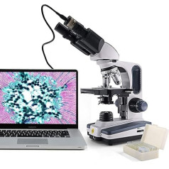 Swift binokulāro mikroskopu komplekts ar 5MP kameru un priekšmetstikliņiem, 40x-2500x, vārāmā katla galva, profesionāls kompozītmateriālu mikroskops pieaugušajiem