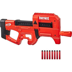 Nerf Fortnite Compact SMG motorizēts blasteris, īpaši sarkana kamuflāža, 8 šautriņu magazīns, 8 putuplasta Nerf Elite šautriņas.