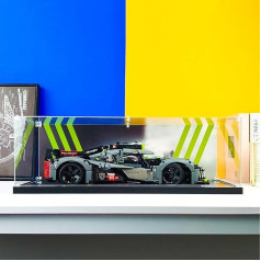 icuanuty Akrila modeļu displeja kaste Lego 42156 Technic Peugeot 9X8 24H Le Mans Hybrid Hypercar, leģendāra sacīkšu automašīna, 1:10 mēroga pieaugušo automobiļu modeļu komplekta displeja kaste