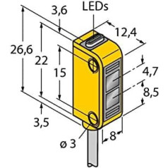 3072107-Q12RB6FF15,Opto sensors Refleksijas sensors Miniatūrsensors