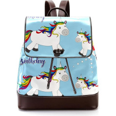 Unicorn Happy Birthday Personalizētas skolas somas Grāmatu somas pusaudžiem, daudzkrāsainas, 27x12.3x32cm, mugursomas mugursomas