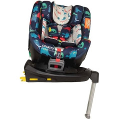 Cosatto Come & Go Rotate Child Seat - 0-4 Years, Group 0+/1, i-Size, ISOFIX, Side Impact Protection, Anti Escape, Extended Reboarder (D is For Dino)