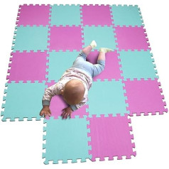 Mqiaoham Baby Floor Mat / Children’s Play Mat, Puzzle Design, Free from Harmful Substances Pink Green